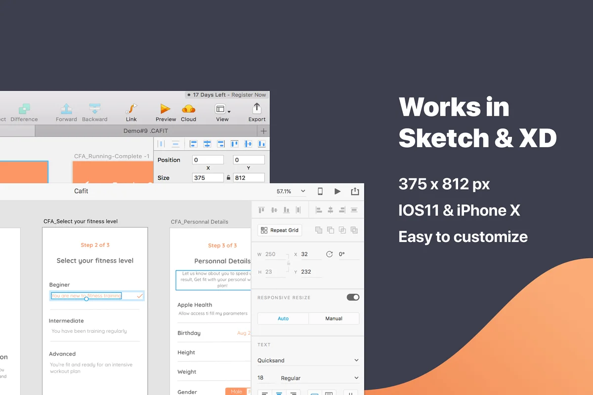 Cafit - Fitness & Workout App Design, an App Template by Capi Product (Photo 2 of 4)