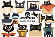 Black Cat Peeking Clipart PNG, an Illustration by Dream Creation (Thumbnail 1 of 5)
