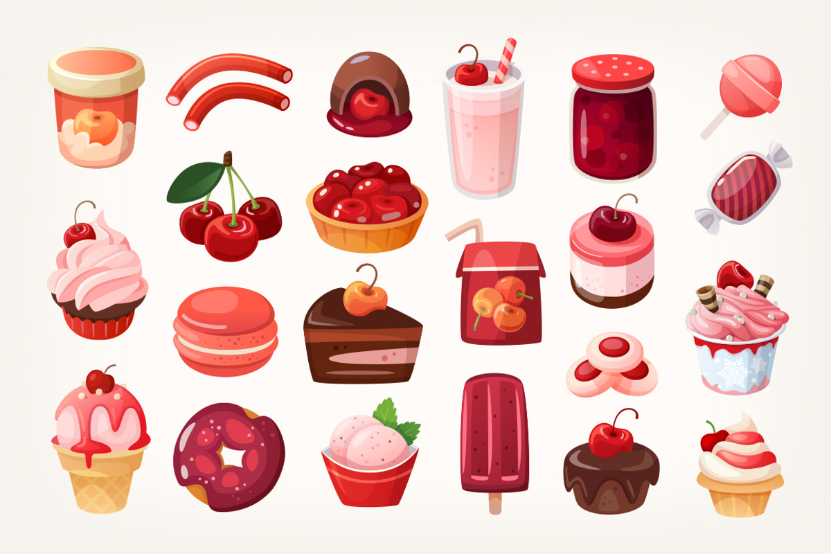 All kinds of cherry desserts., an Object Graphic by Moonery's