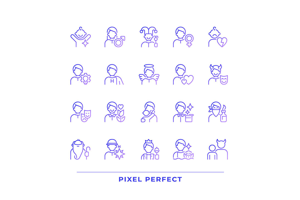 Character archetypes pixel perfect, an Icon by IMG Visuals