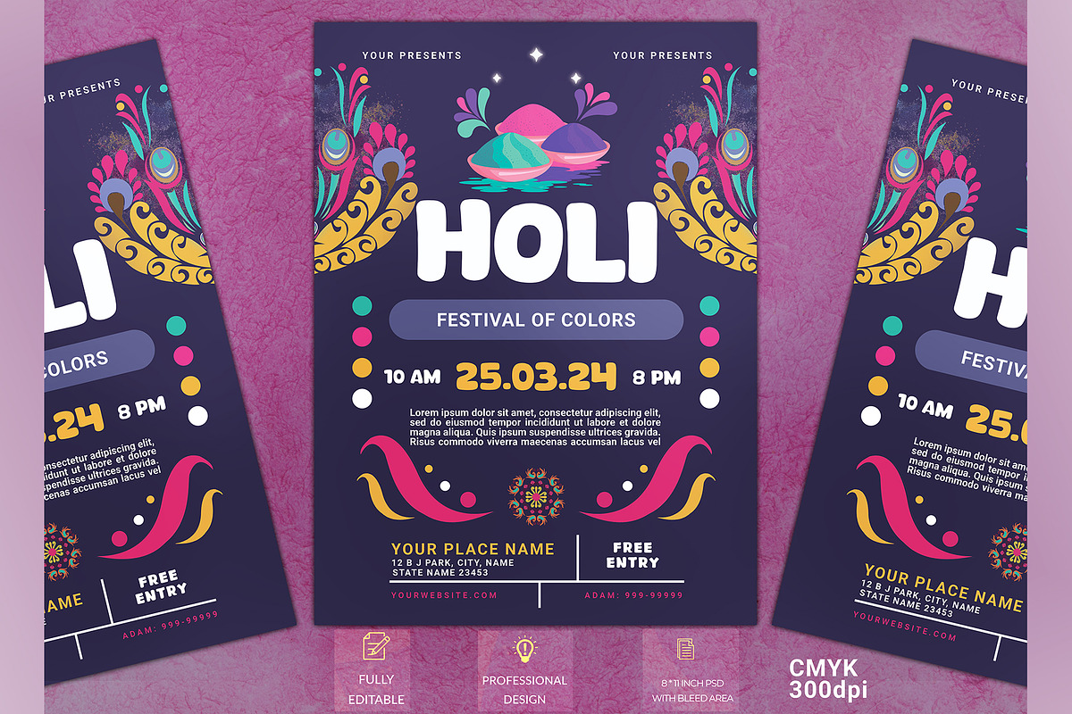 Beautiful Holi flyer template, a Flyer Template by kamalrawat_gd (Photo 2 of 2)