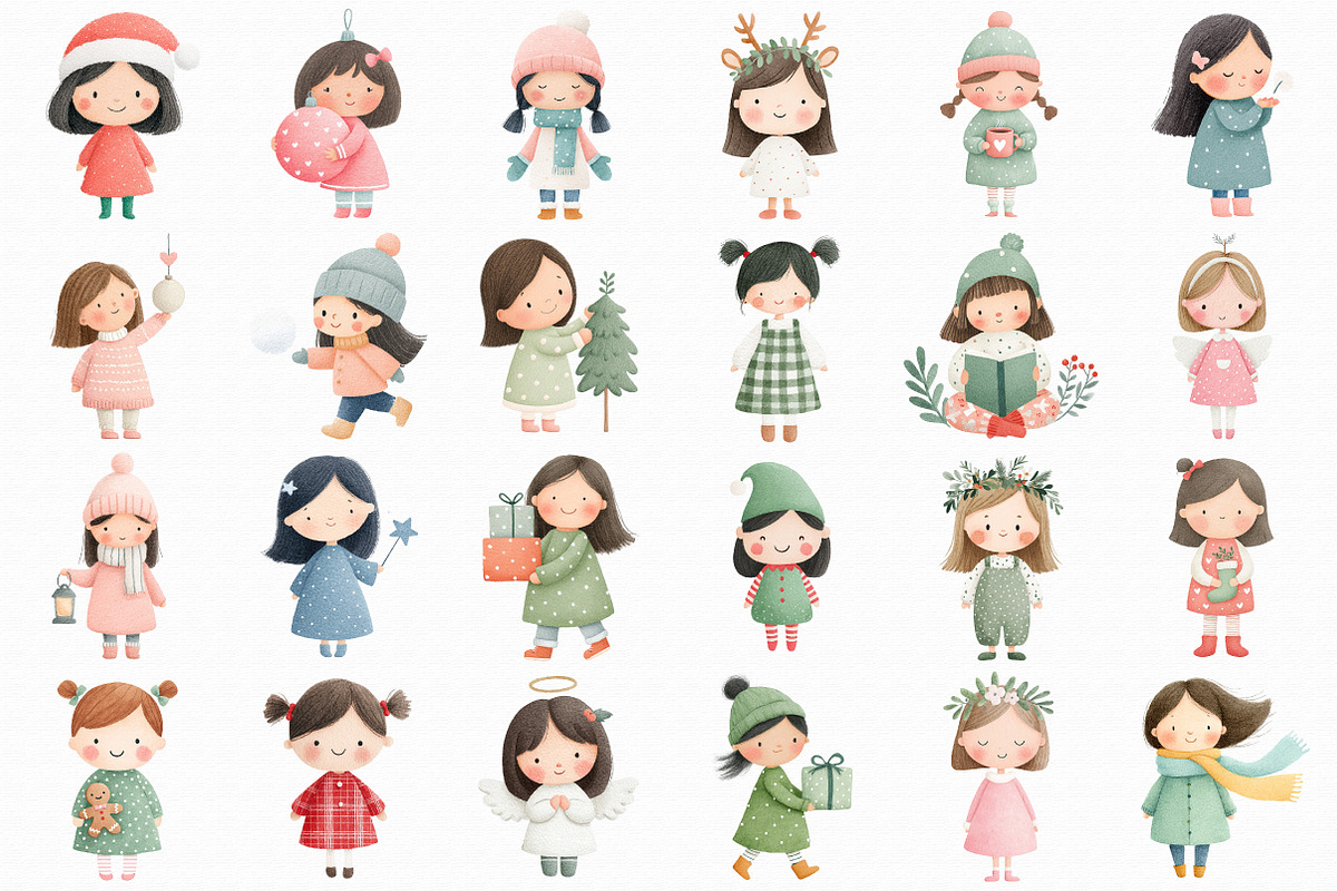 Cute Christmas and Little Girl Clipa, an Illustration by Libby Wishes (Photo 4 of 7)