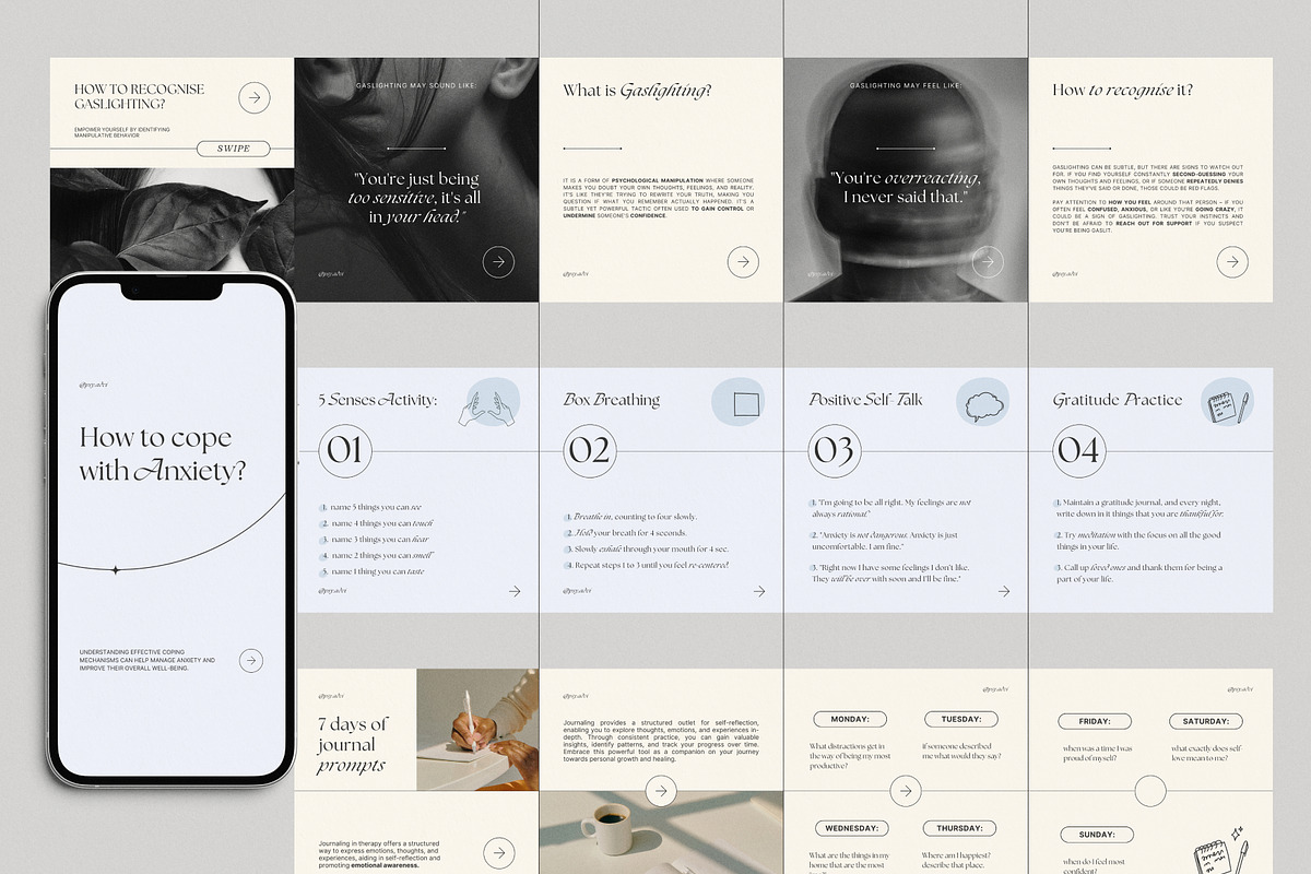 Mental Health Instagram Templates, a Social Media Template by Chewie Co (Photo 5 of 10)