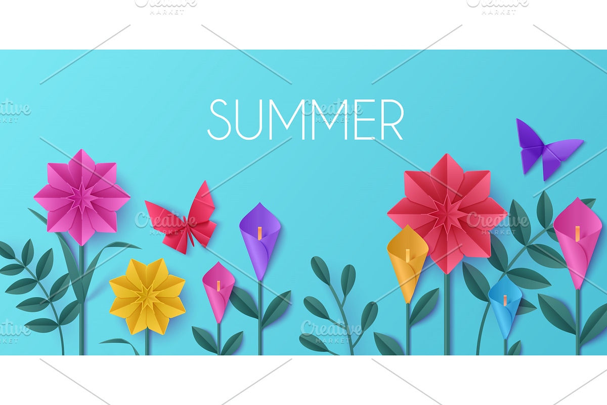 3D spring paper flower, origami, an Object Illustration by art PVP - market