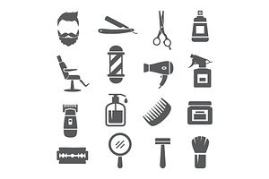 Barber Shop Icons On White