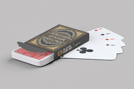 Box with Playing Cards Mockup, a Packaging Mockup by OneVectorStock