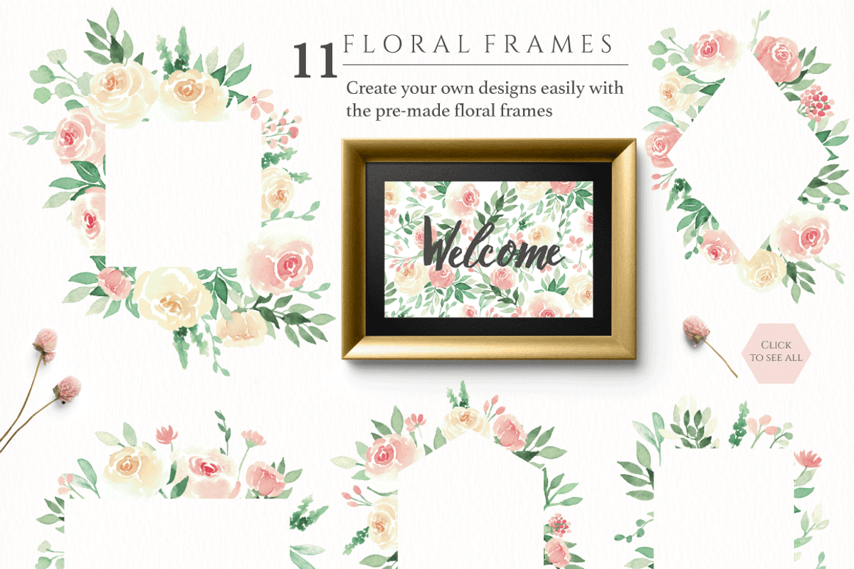 Blush Florals & Greenery Leaves, a Decorative Illustration by Momo Studio (Photo 9 of 15)
