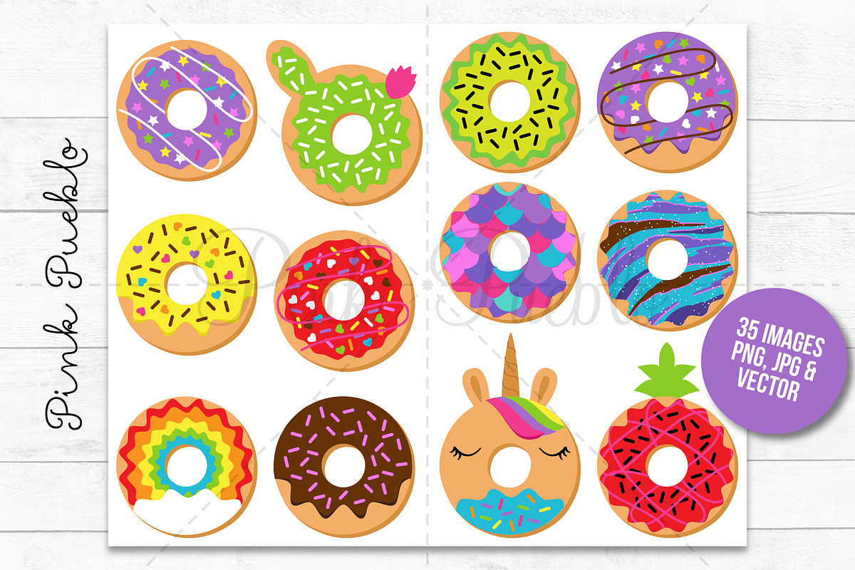 Donut Clipart and Vectors, an Illustration by PinkPueblo (Photo 4 of 4)