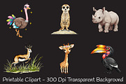 Cute Summer Safari Animals Clipart, an Illustration by RobertsArt (Thumbnail 6 of 7)