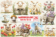 Spring Sheep Clipart, a Work Illustration by OK Design (Thumbnail 1 of 4)