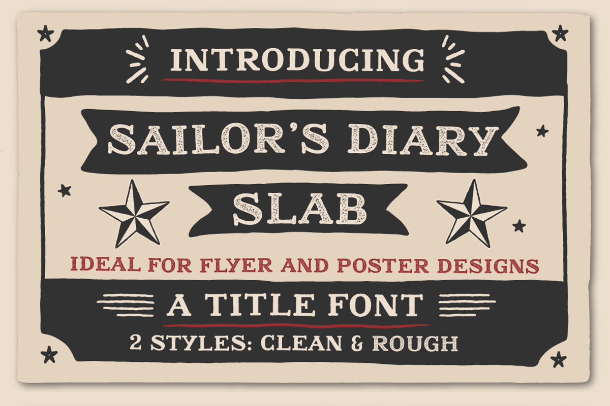 Sailors Diary Title Slab, a Serif Font by BAD TASTE (Photo 1 of 7)