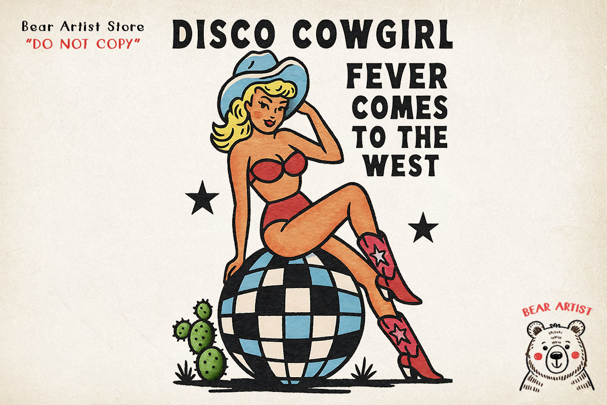 Retro Pin-Up Cowgirl Clipart Bundle, a Graphic by GlitterCraft (Photo 14 of 61)