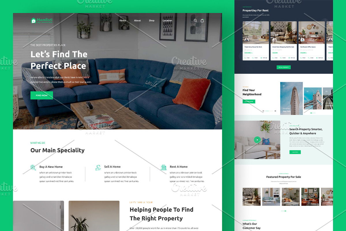 Real Estate Website Design, a Landing Page Template by uiwarrior
