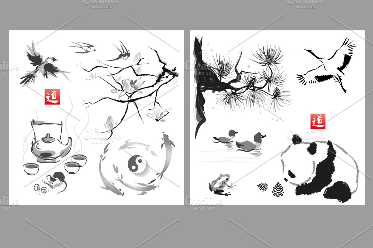 Japanese  Painting Sumi-e., an Illustration by Adamskyistudio (Photo 3 of 5)