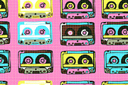 2 Cassettes seamless patterns, a Graphic by Aromeo (Thumbnail 1 of 2)
