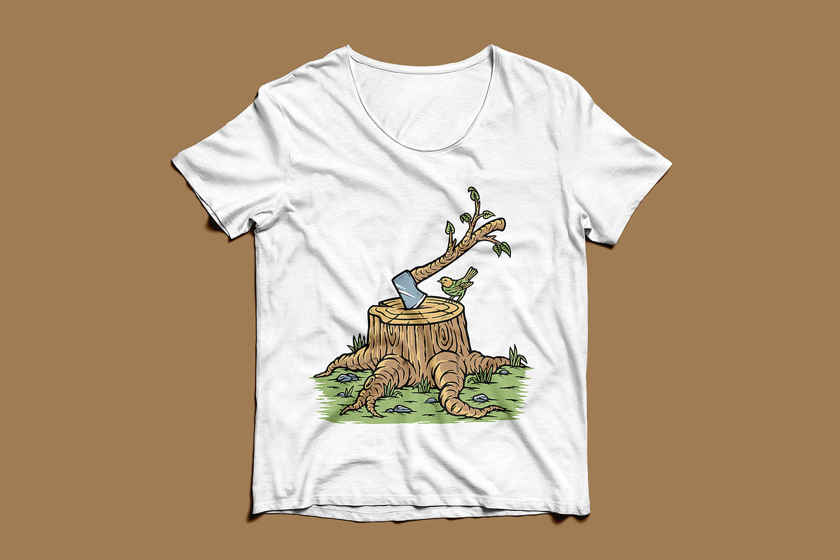 tree stump and ax in nature, a Person Illustration by gunaonedesign (Photo 3 of 4)