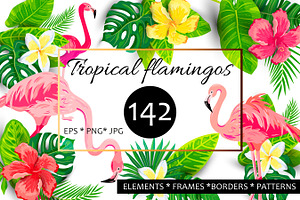 Tropical flamingo, vector.