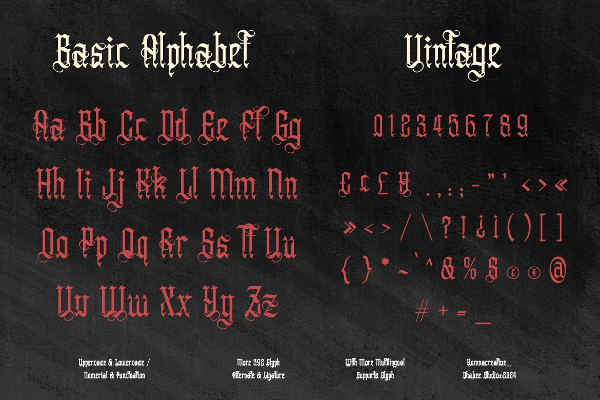 Anuaki Eclipse - Vintage Blackletter, a Blackletter Font by Dhabee (Photo 3 of 15)