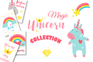 Magic Unicorn Collection Vector