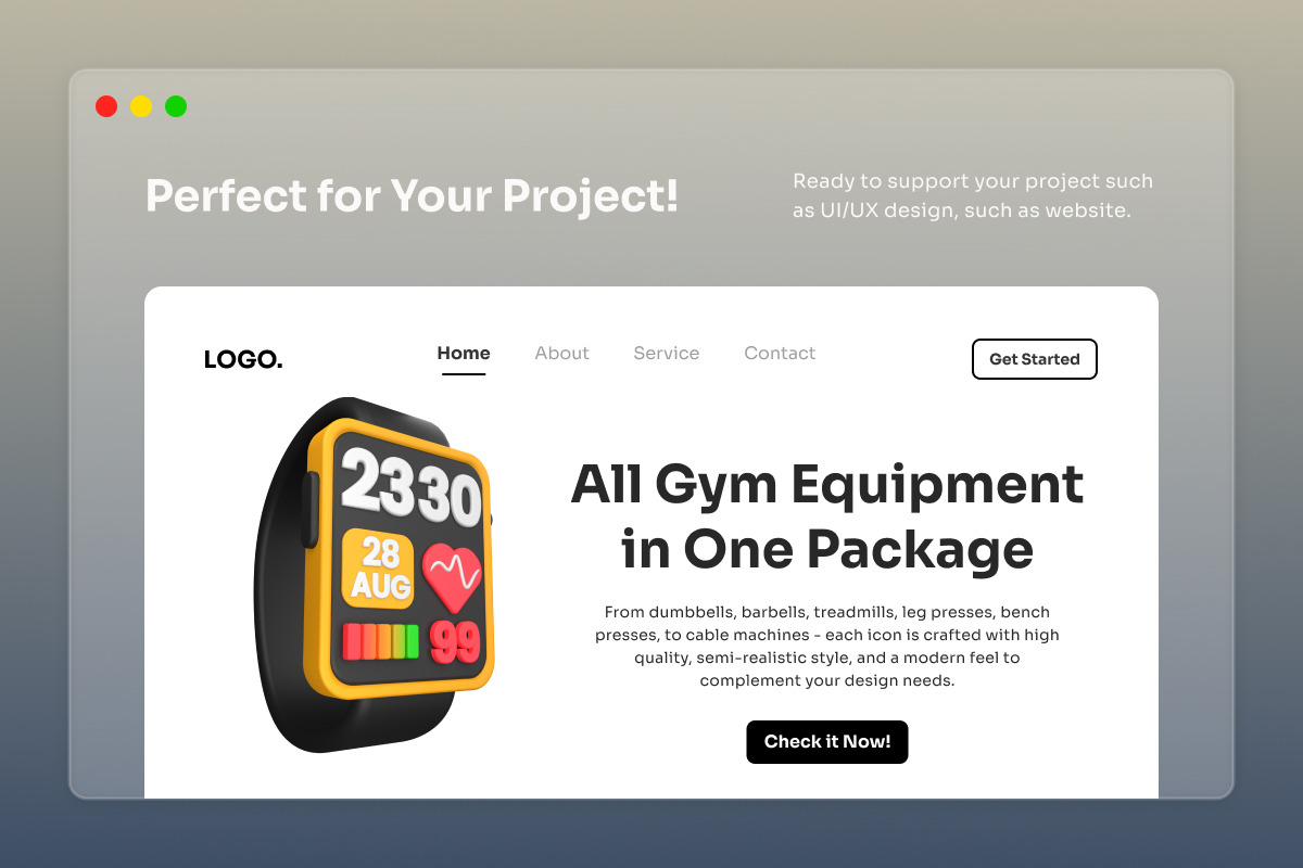 Gym Equipment 3D Icon Pack, a Healthcare Illustration by twinstd (Photo 6 of 7)