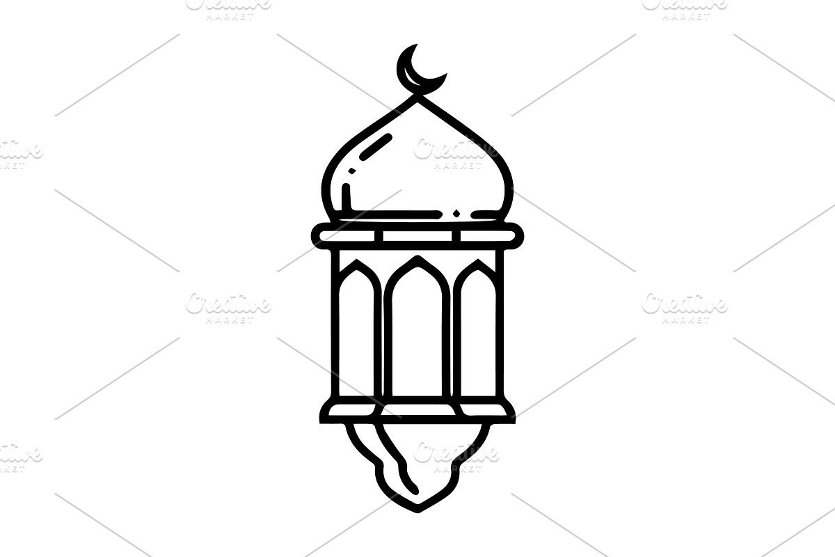 Islamic mosque lantern icon symbol, an Outline Icon by Nurlan's shop (Photo 1 of 2)