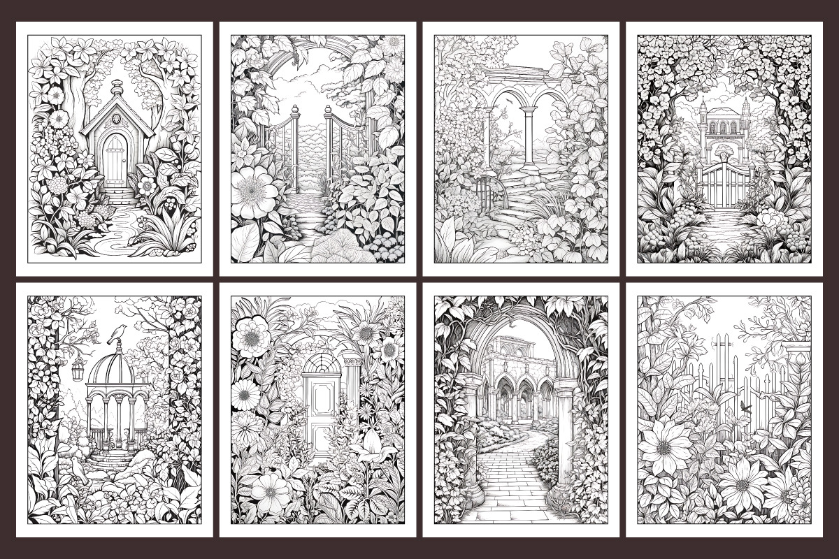 Secret Garden Coloring Pages for KDP, an Object Graphic by protabsorkar11