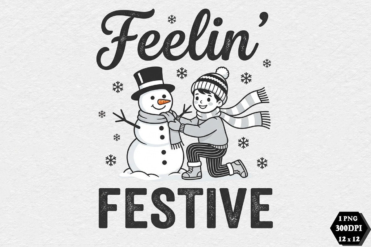 Feelin' Festive Christmas PNG, a Seasonal Illustration by DreamCafeArt (Photo 1 of 7)