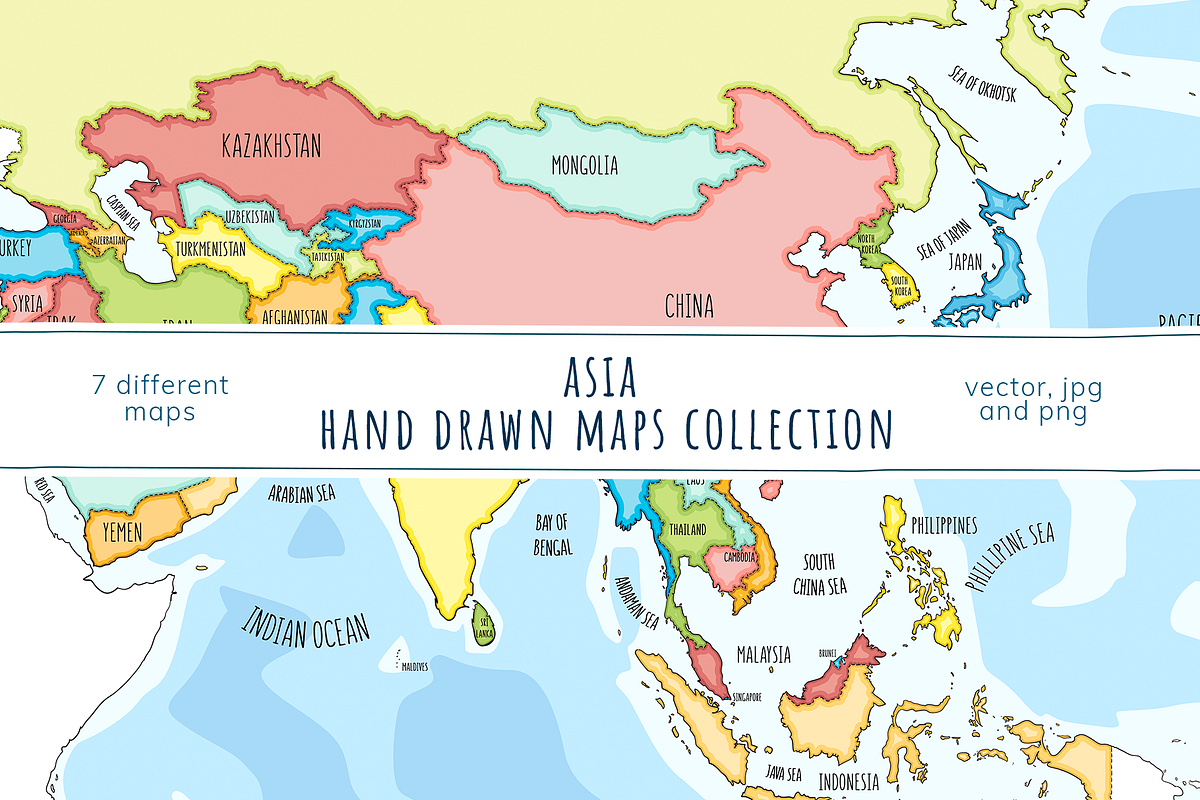 Asia Maps Collection, an Education Illustration by Illustrationsforteachers (Photo 1 of 8)