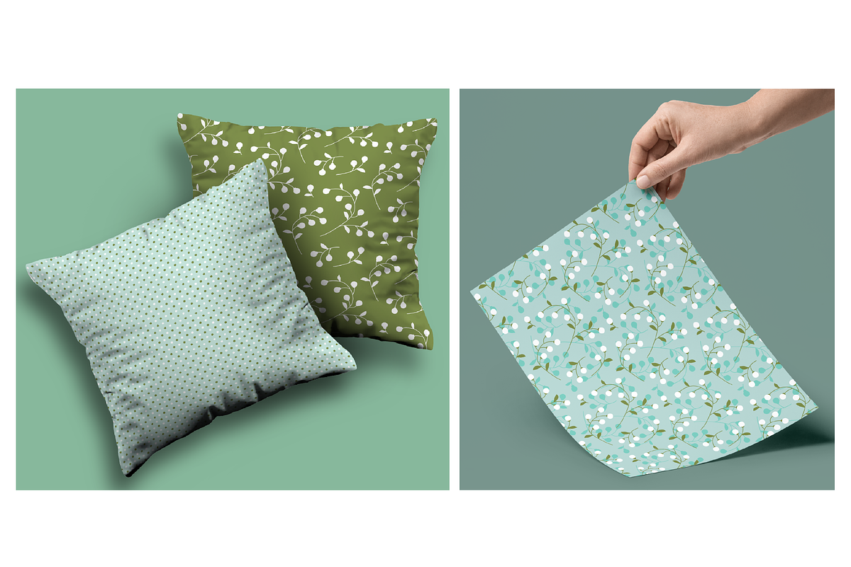 Seamless Blue Retro Florals & Dots preview 2