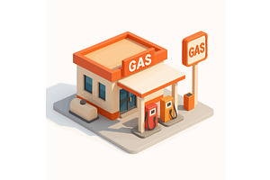 Isometric Cartoon Gas Station vector, an Object Illustration by AlexArt