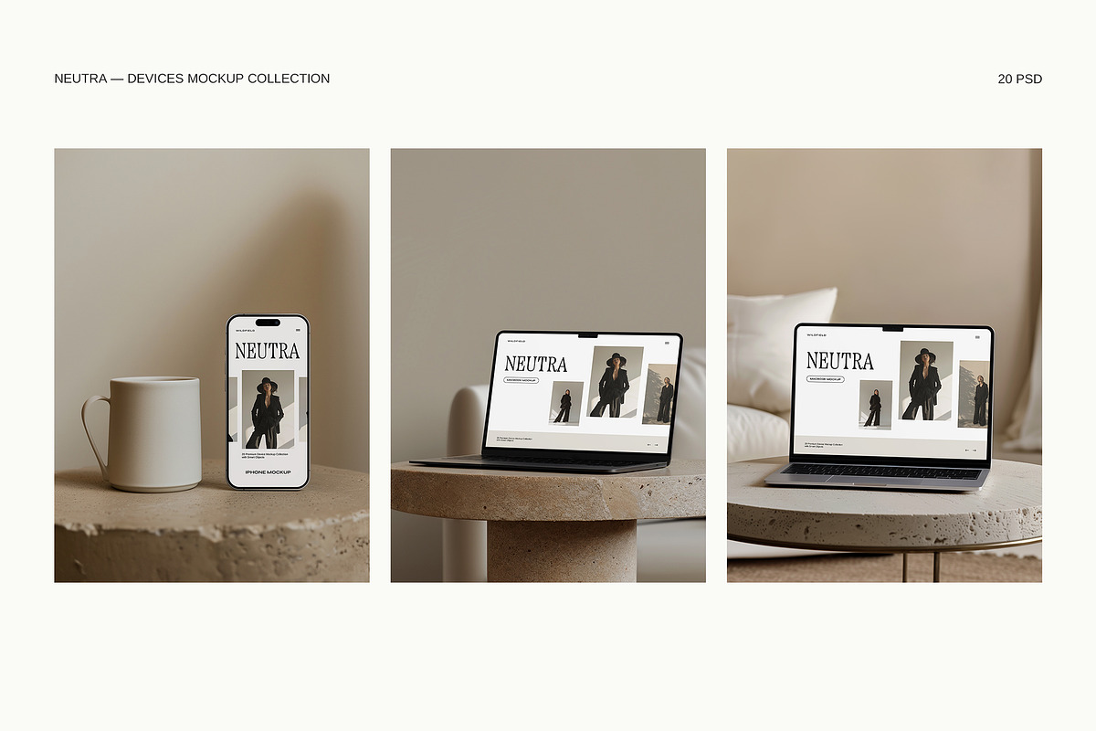 MacBook, iPhone, iPad Mockup Bundle, a Device Mockup by Wildfield Studio (Photo 4 of 9)