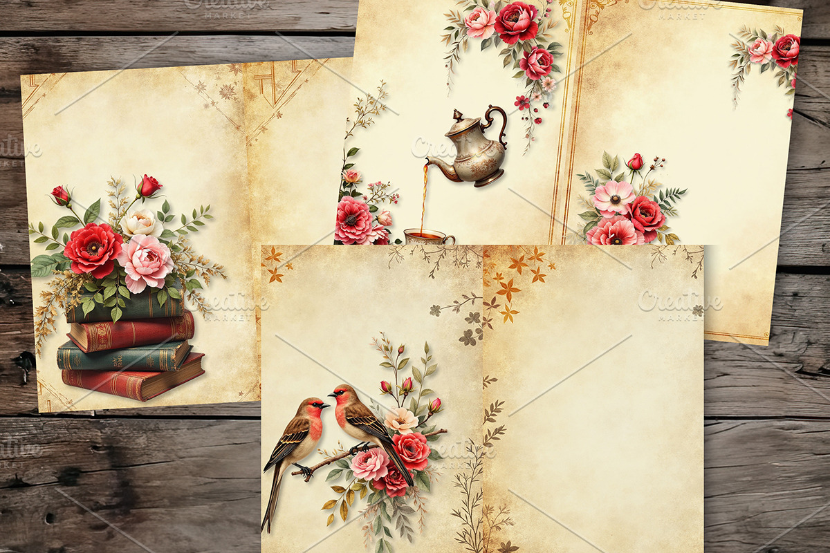 Romantic Roses Junk Journal Pages, a Decorative Illustration by GalaDesign03 (Photo 6 of 6)