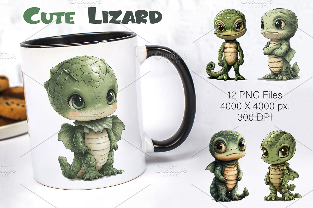 Cute cartoon Lizard. TShirt Sticker, an Animal Illustration by KENO Mascots (Photo 4 of 8)