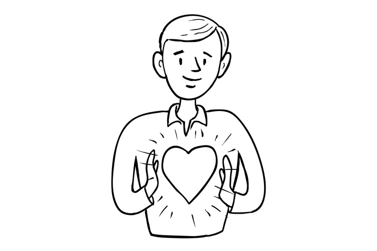 Man Holding Floating Heart Drawing, an Illustration by patrimonio (Photo 1 of 3)
