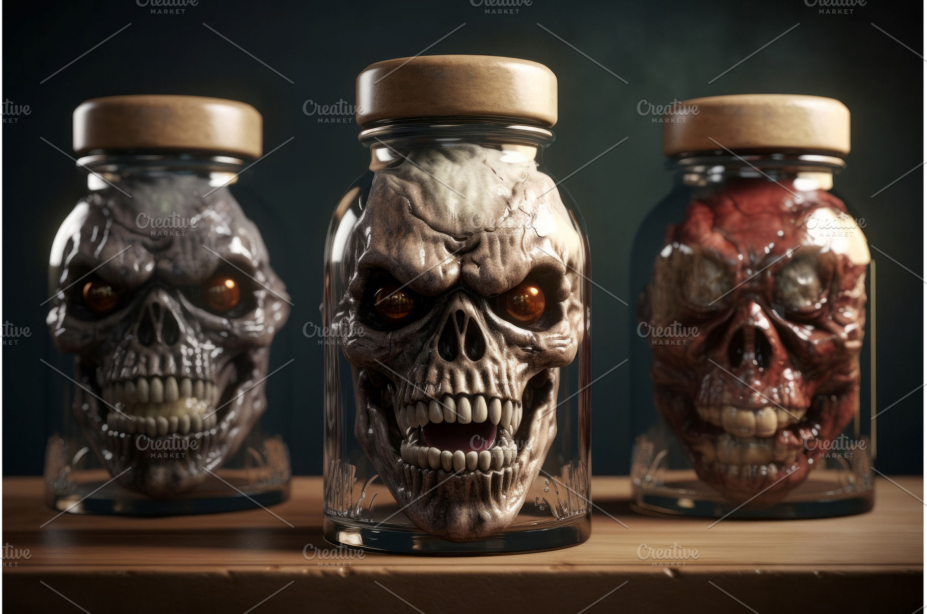 Preserved skeletal monster heads, a Food & Drink Photo by Ylivdesign