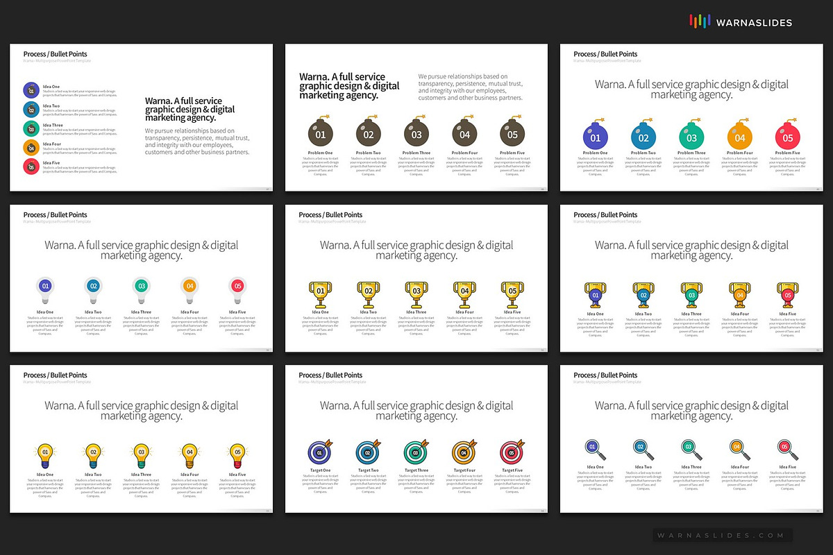 5 Bullet Points PowerPoint Templates, a Presentation Template by Warna Works (Photo 9 of 21)