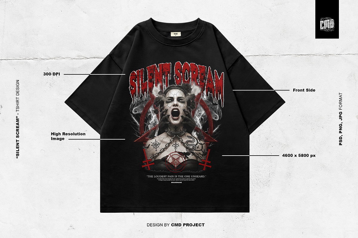 Silent Scream - T-Shirt Design, an Object Graphic by Cmd Project (Photo 2 of 9)