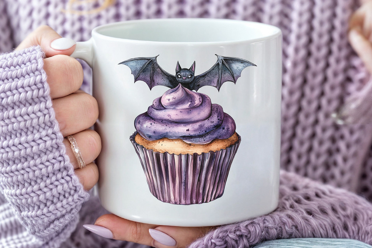 Halloween Cupcakes Vintage Clipart, an Illustration by CraftArtStudio (Photo 4 of 6)