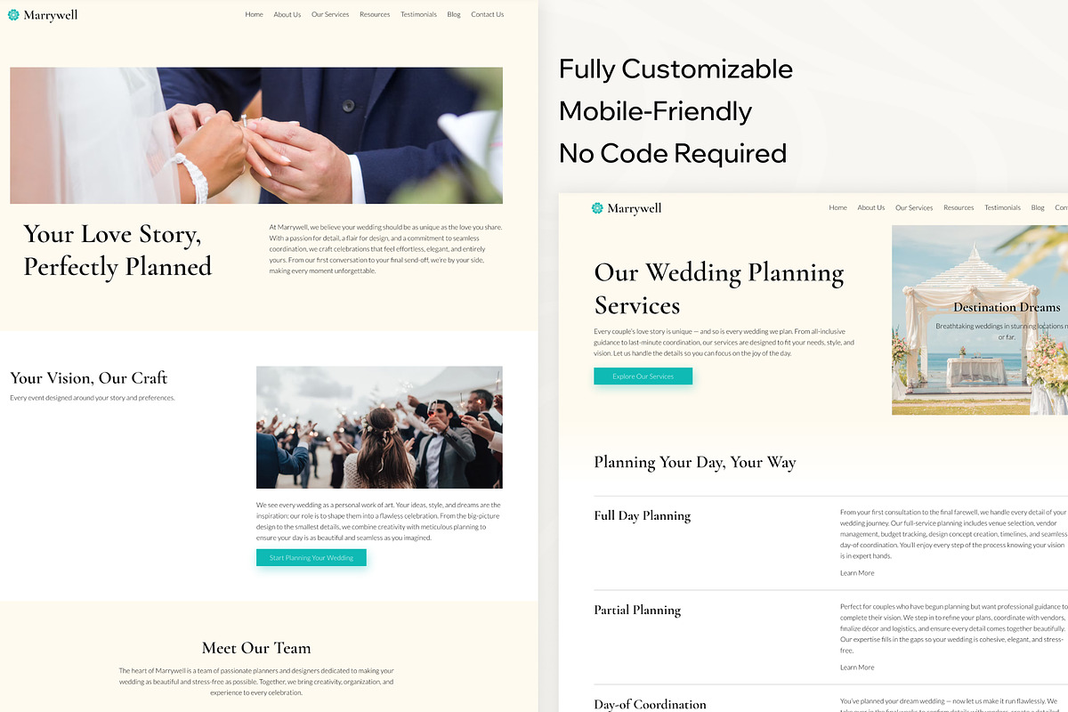 Elegant Wedding Planner Wix Template preview 2