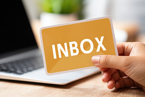 Inbox notification card on a workspace, a Business Photo by AlyaAnd