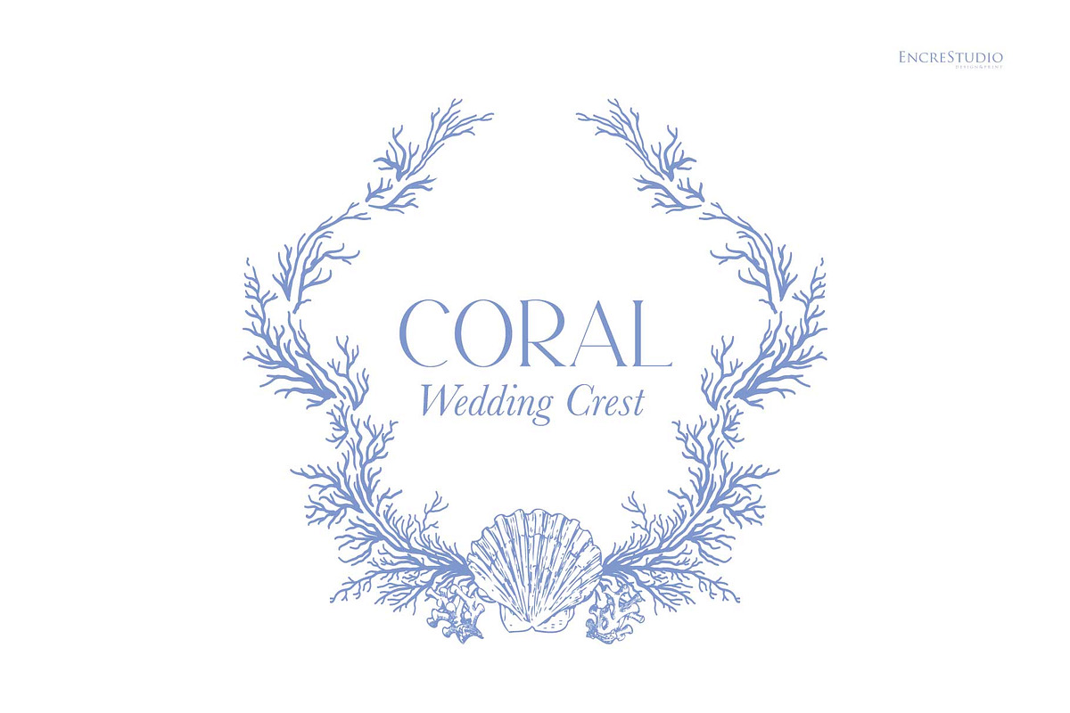 Coral Wedding Crest, a Decorative Illustration by Encre Studio (Photo 1 of 7)
