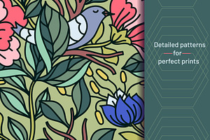 Floral Thickets Vector Patterns