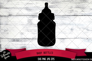 Baby Bottles Silhouette Vector