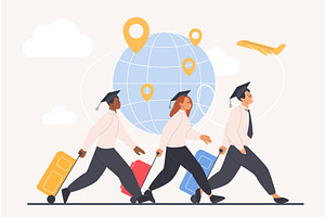 Brain drain immigration foreign, an Education Illustration by Lemberg Vector