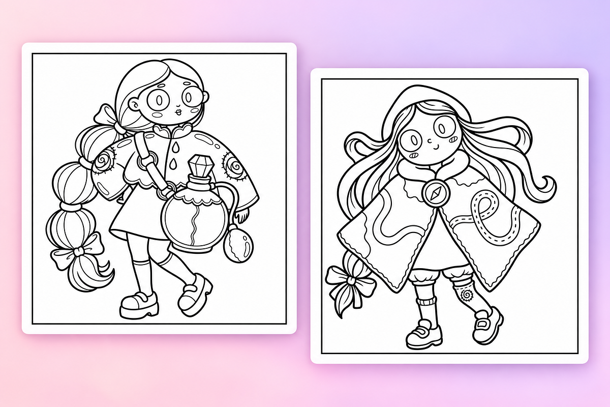 Eerie Girl Coloring Pages Vol. 2, a Person Illustration by Inkivelle Studio (Photo 2 of 3)