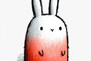 Cute red and white rabbit doodle illustration, an Animal Photo by José Manuel Gelpi