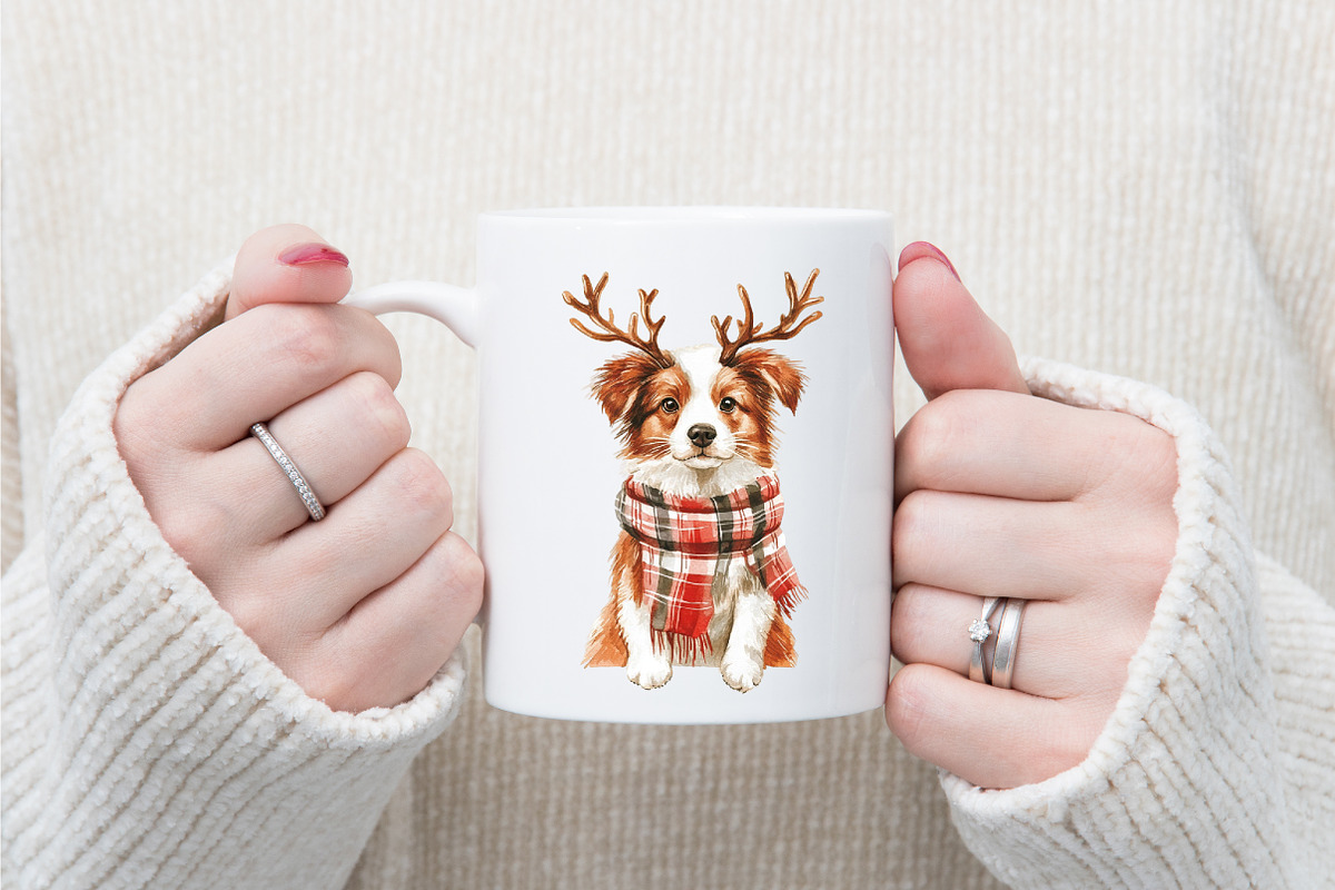 Whimsical Christmas Fluffy Dogs Clip, an Illustration by designcity5 (Photo 4 of 5)