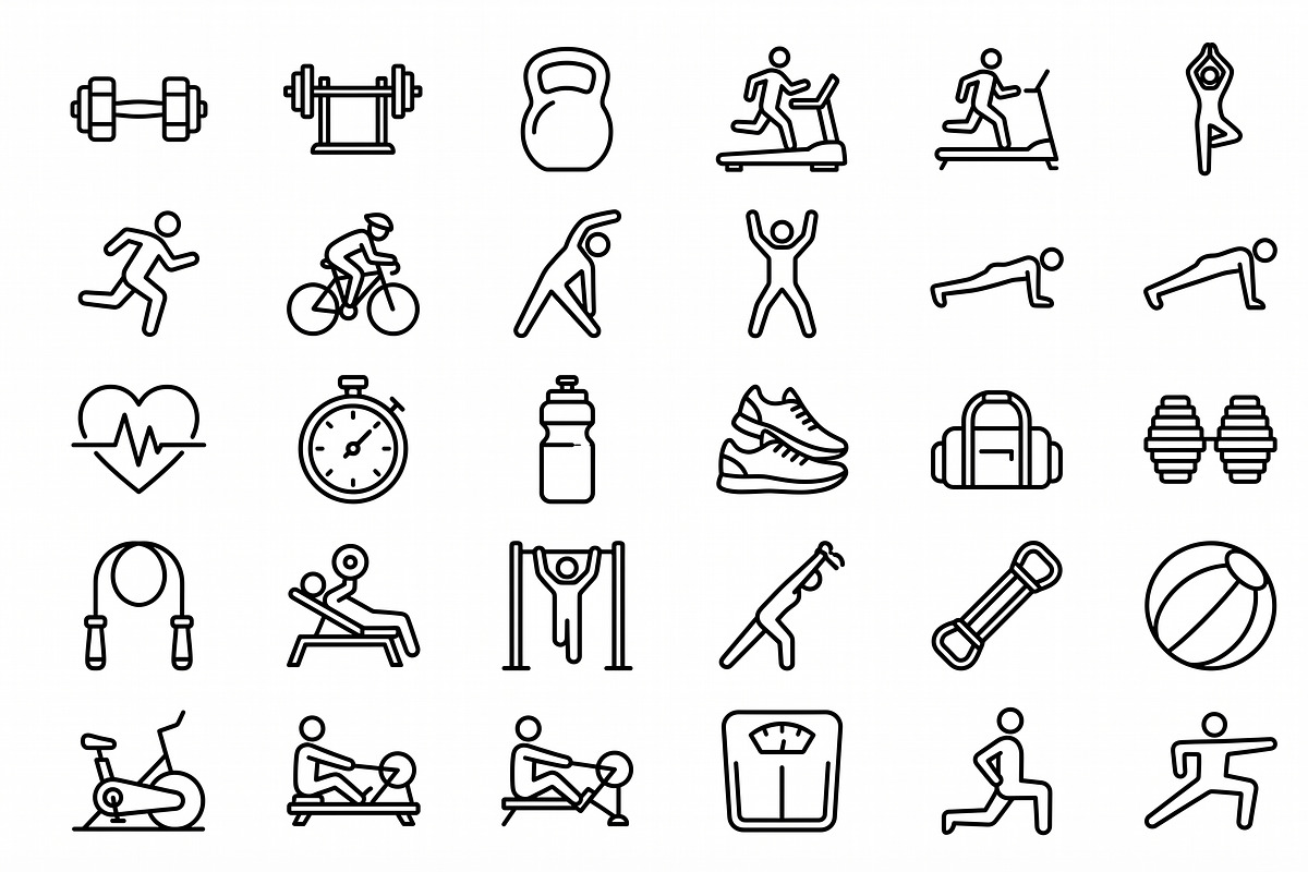 64 Fitness Workout Outline Icons, an Outline Icon by adenpinkstore (Photo 18 of 18)