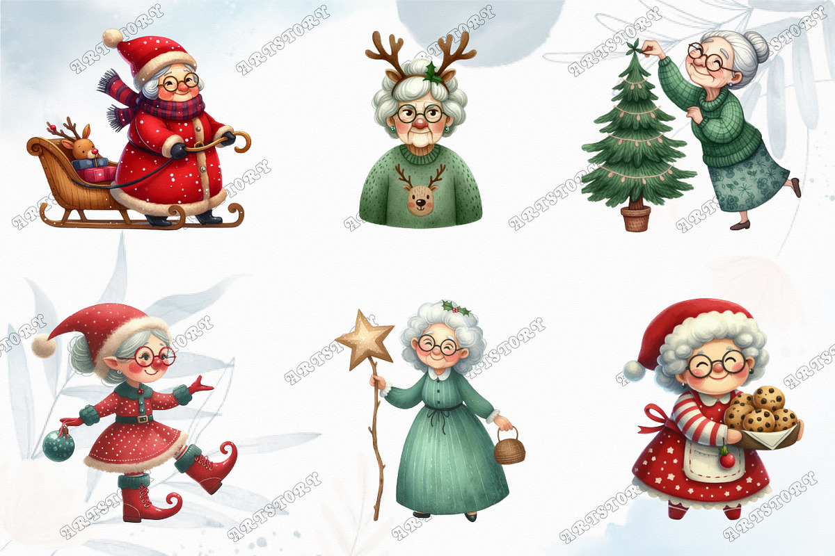 Funny Old Lady Christmas Sublimation, an Illustration by designcity5 (Photo 3 of 5)