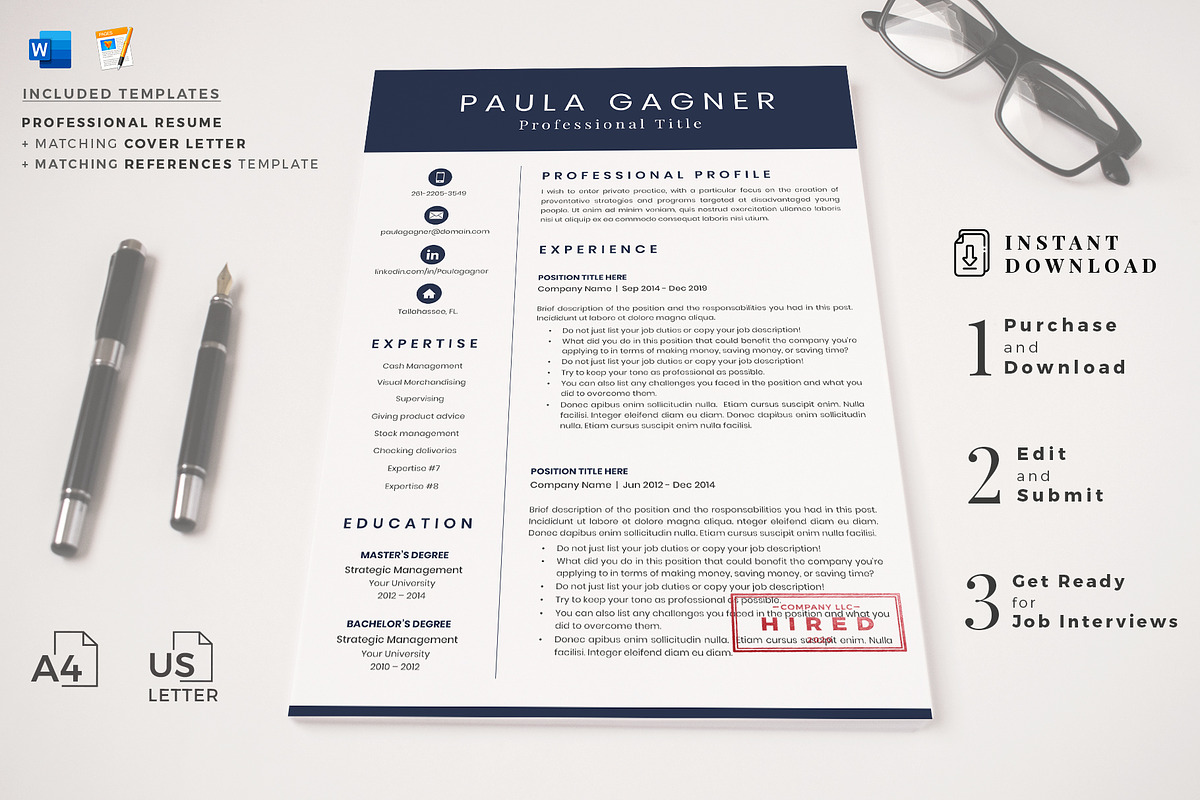 Accountant Resume CV with Experience, a Resume Template by HIRED Design Studio (Photo 16 of 18)